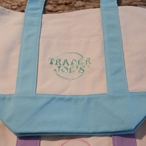 Trader Joe's Mini Pastel Canvas Tote Bag Set - Picture 3 of 6